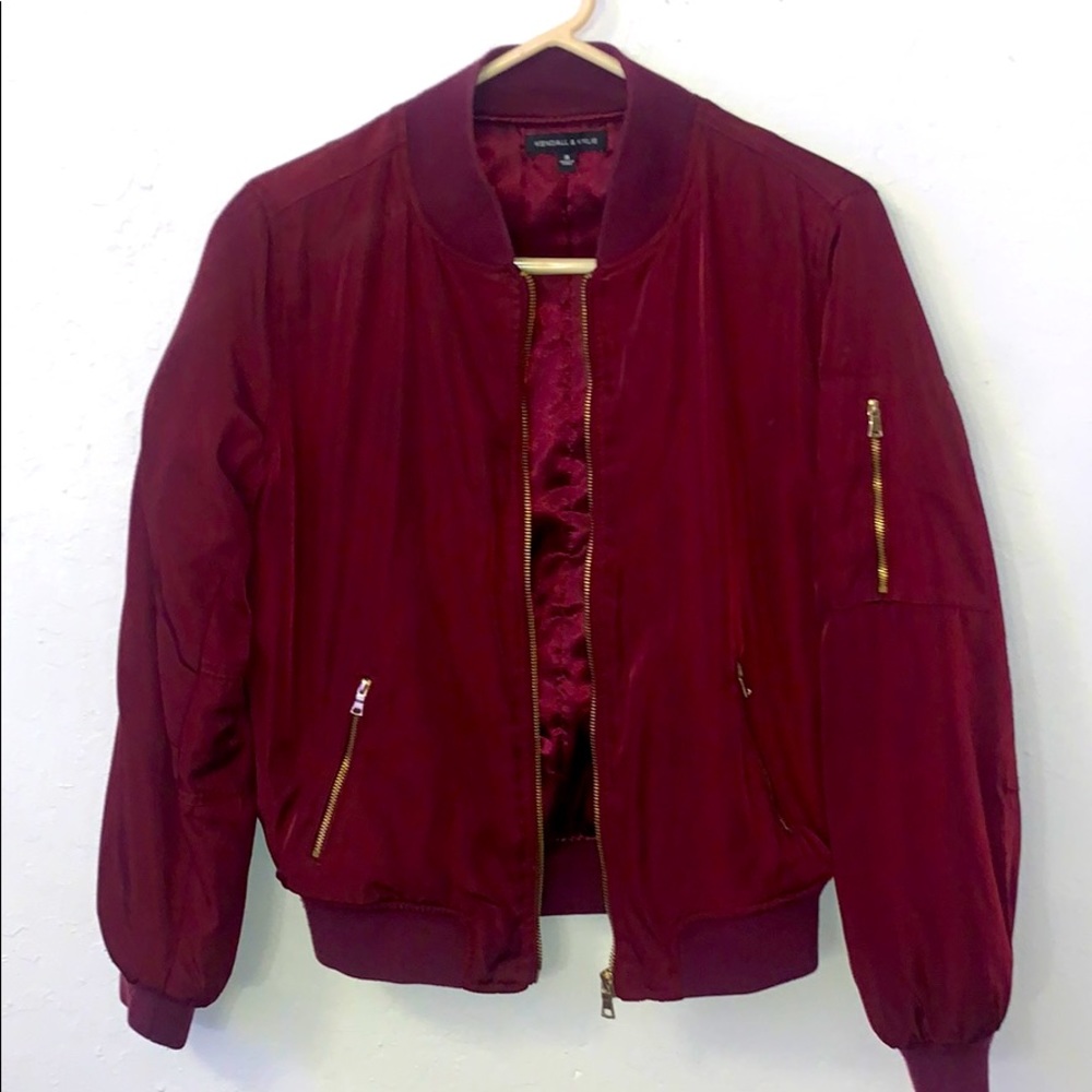 A maroon Kendall + Kylie Pacsun Jacket